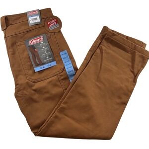 Coleman Mens Fleece Lined Canvas Work Pants Toffee Brown 32x32 NWT $90 Rugged